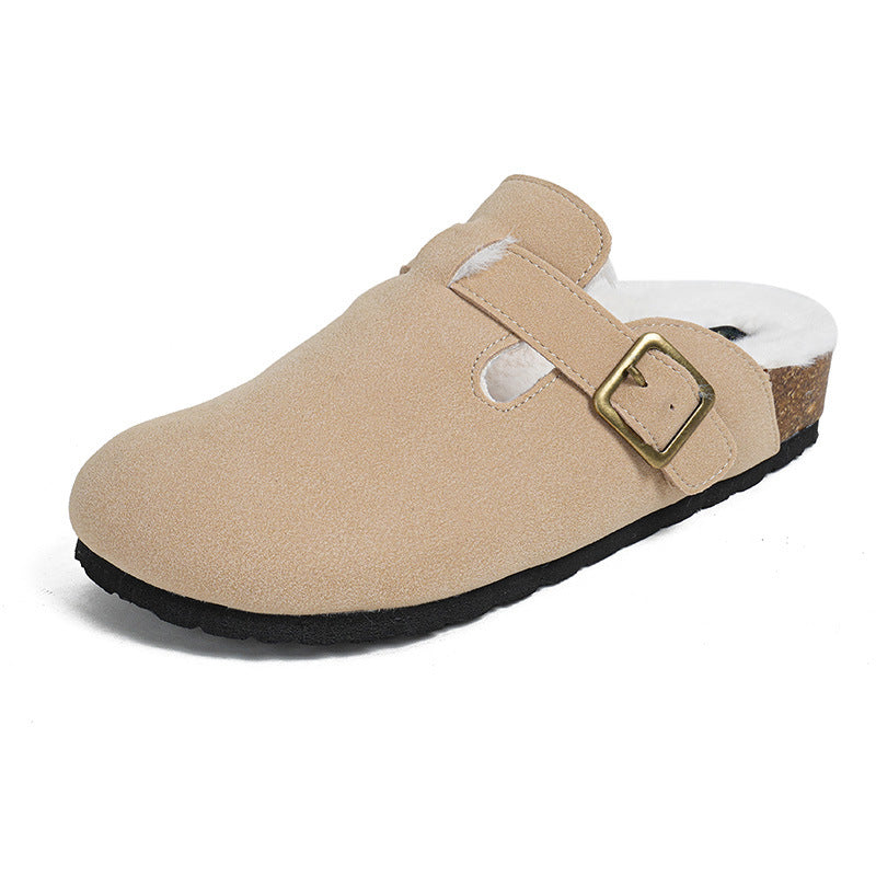 Women's Toe Cap Semi Platform Fluffy Slip-on Slippers