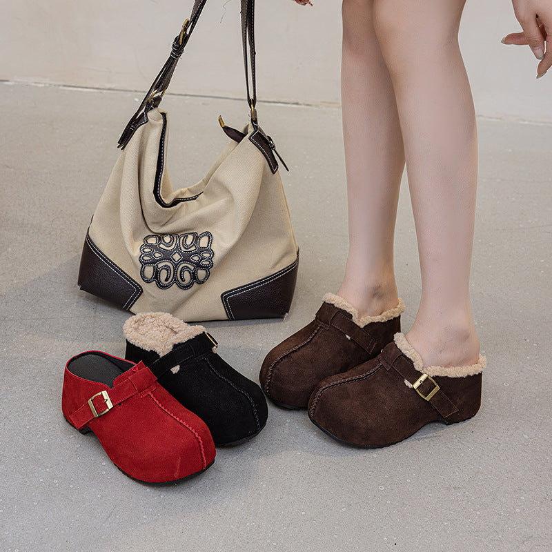 Women's Lazy Pump Half Fashion Veet Padded Slippers