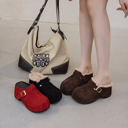 Women's Lazy Pump Half Fashion Veet Padded Slippers