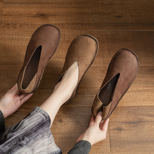 Women's Flat Vintage Genuine Soft Bottom Flats Women's Casual Shoes