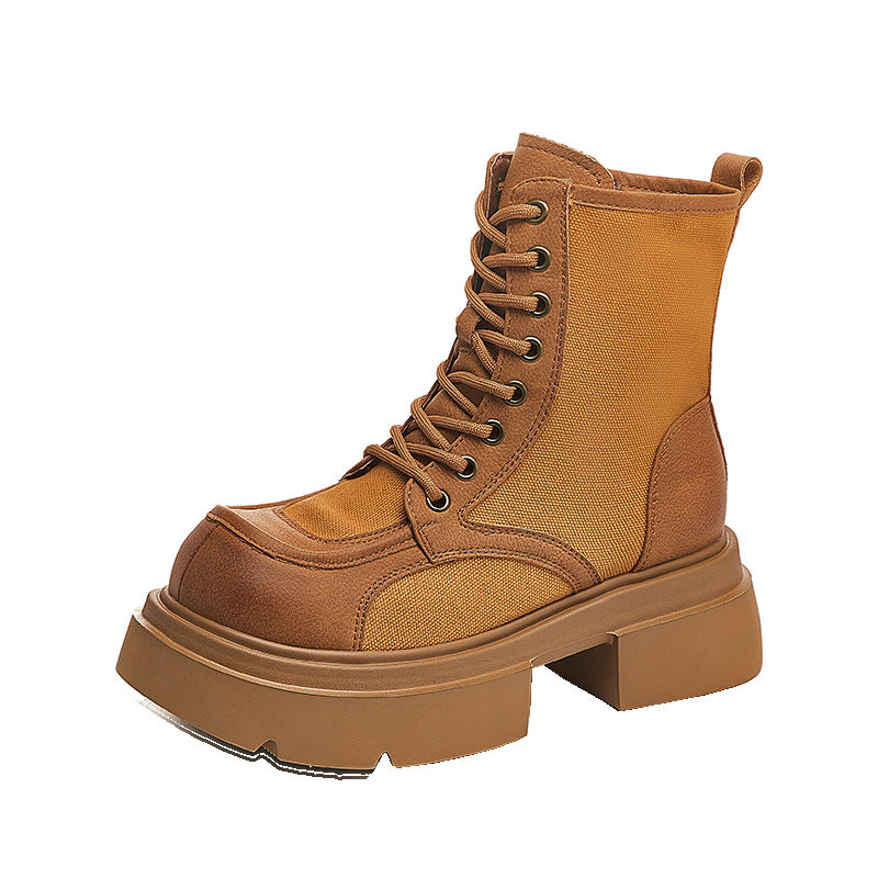 Women's Retro Worker Thick-soled Martin Lace Up Women's Leather Boots