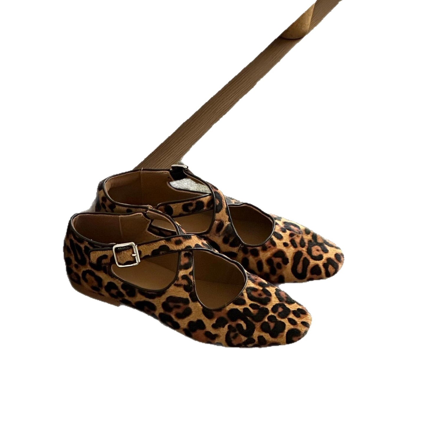 Women's Sheepskin Version Leopard Print Invisible Height Increasing Insole Cross With Women's Shoes