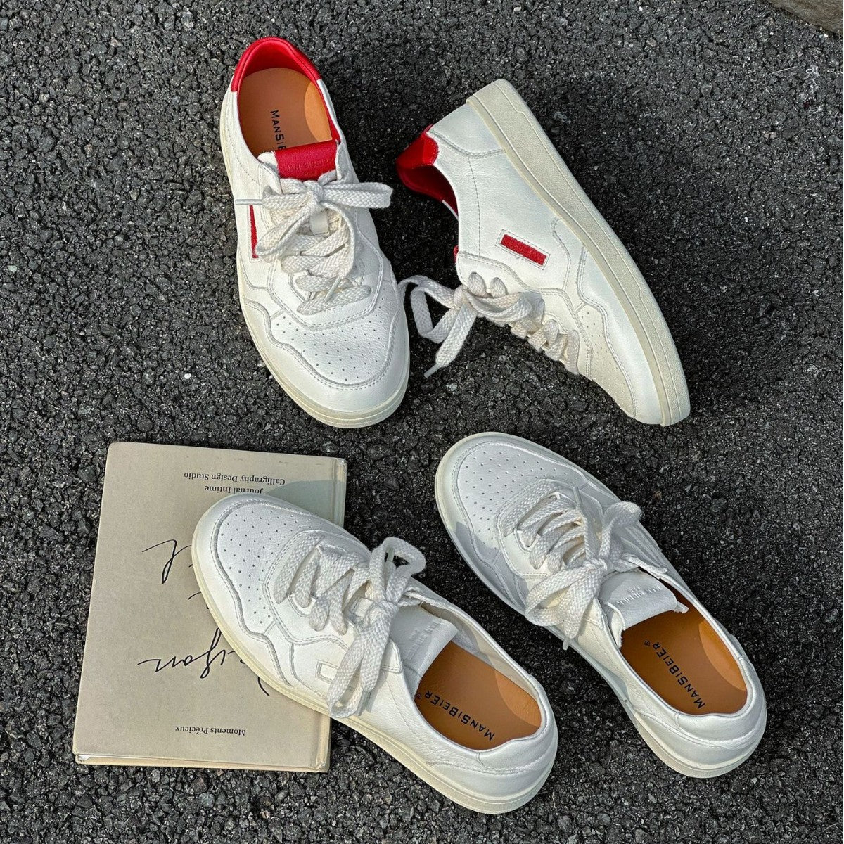 Cowhide Korean Style Fashionable Red Thin Bottom Skate Flat Casual Shoes