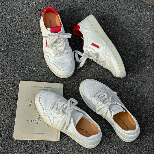 Cowhide Korean Style Fashionable Red Thin Bottom Skate Flat Casual Shoes