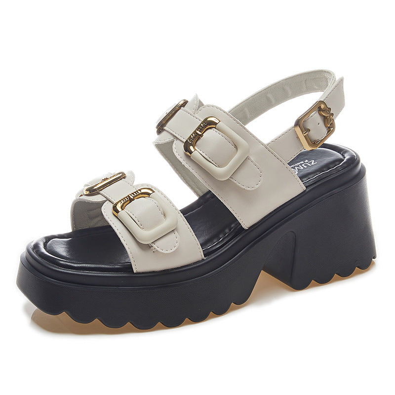 Women's Korean Style Thick Bottom Height Increasing Roman Sandals