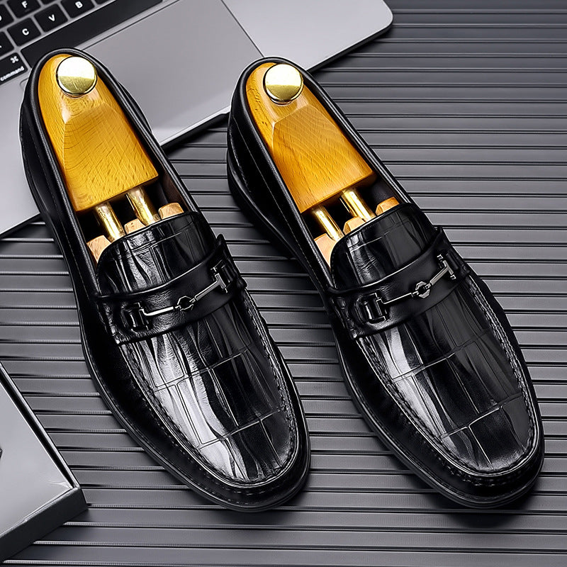 Men's Layer Cowhide Summer Versatile Breathable Soft Surface Loafers/doug Shoes