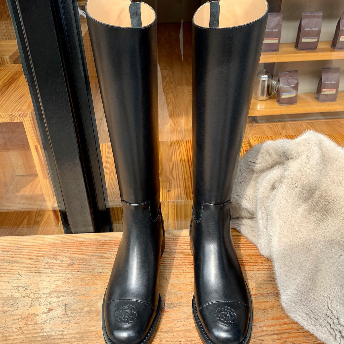 Women's Cowhide Version Winter Below The Knee Thin Thick Bottom Boots