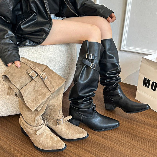 Women's Super Hot Pantyhose Thick Black Below The Knee Pile Style Boots