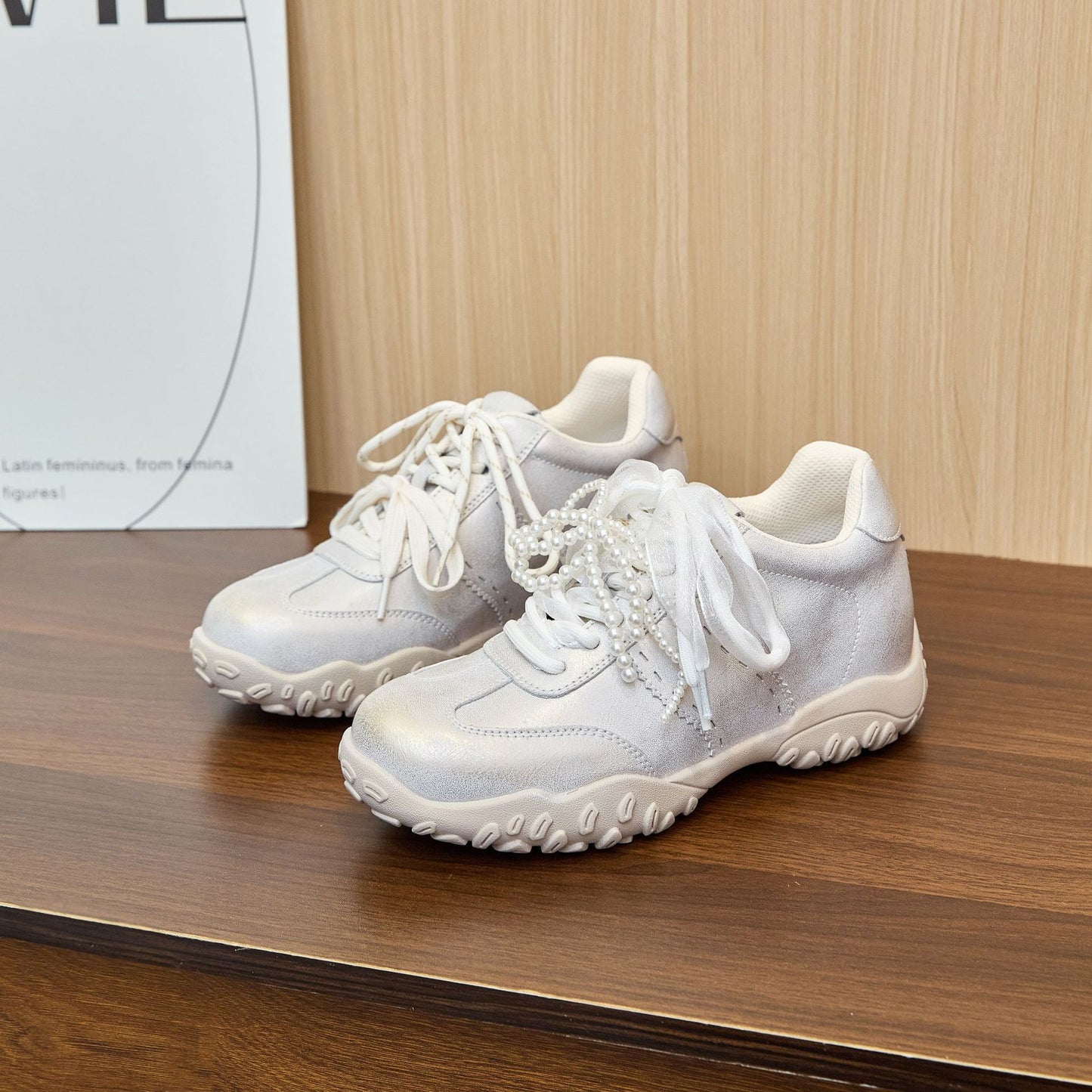 Mercerized Pearl Lace Mandarin Duck Shoelace Sports Invisible Women's Casual Shoes