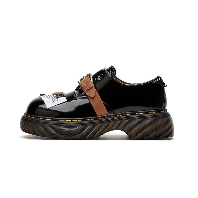 Women's Design Button Platform Slip-on French Mary Women's Casual Shoes