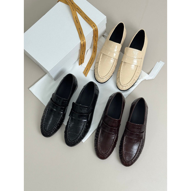 Women's Eel Skin Vintage Style Flat Pumps Loafers