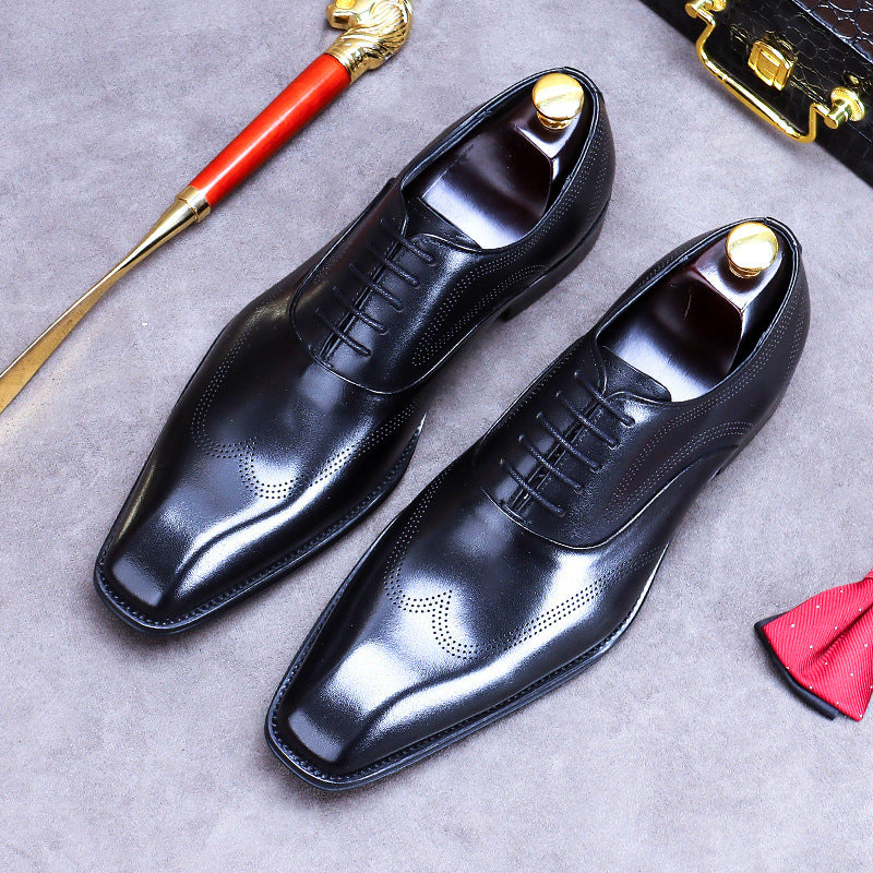 Men's Big Promotion Cowhide Black Dress Business Leather Shoes