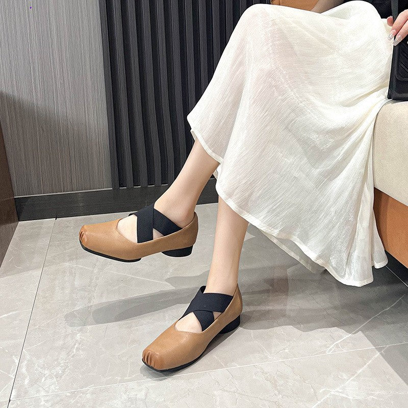 Women's Ballet Pig Nose Cross Strap Mary Women's Shoes