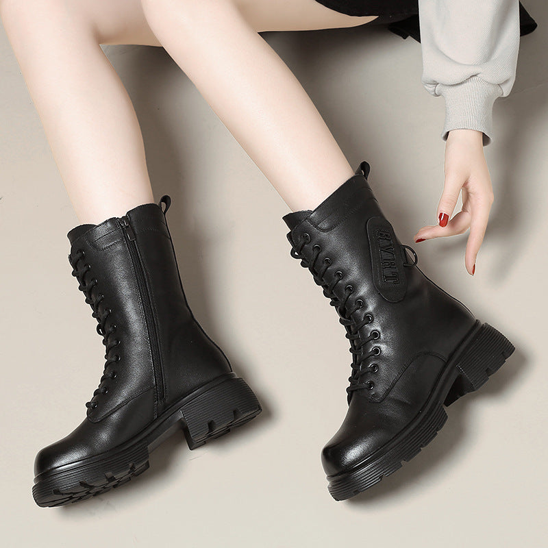 Women's Thick Outer Wear Wool Cotton British Style Women's Shoes