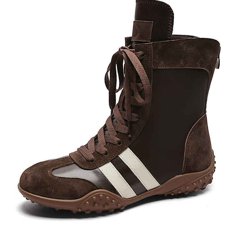 Women's Hight Increasing Martin Flat Sports Fight Ankle Women's Leather Boots