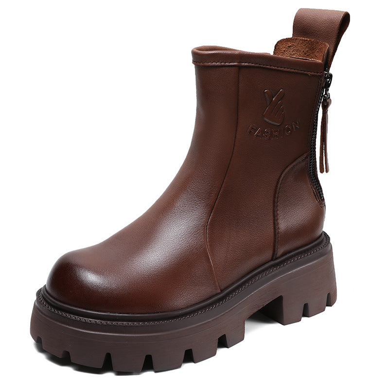Women's Martin Ethnic Retro Genuine Straight Round Boots