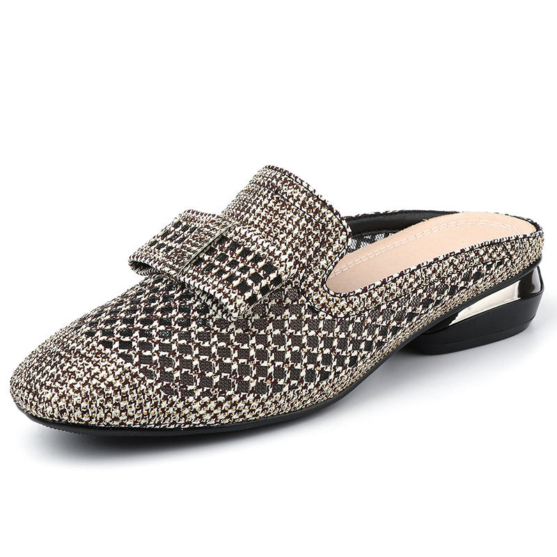 Women's Mesh Rhinestone Breathable Outer Wear Flat Sandals