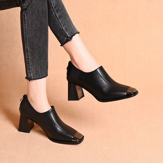 Women's Retro High Deep Mouth Pumps British Women's Shoes