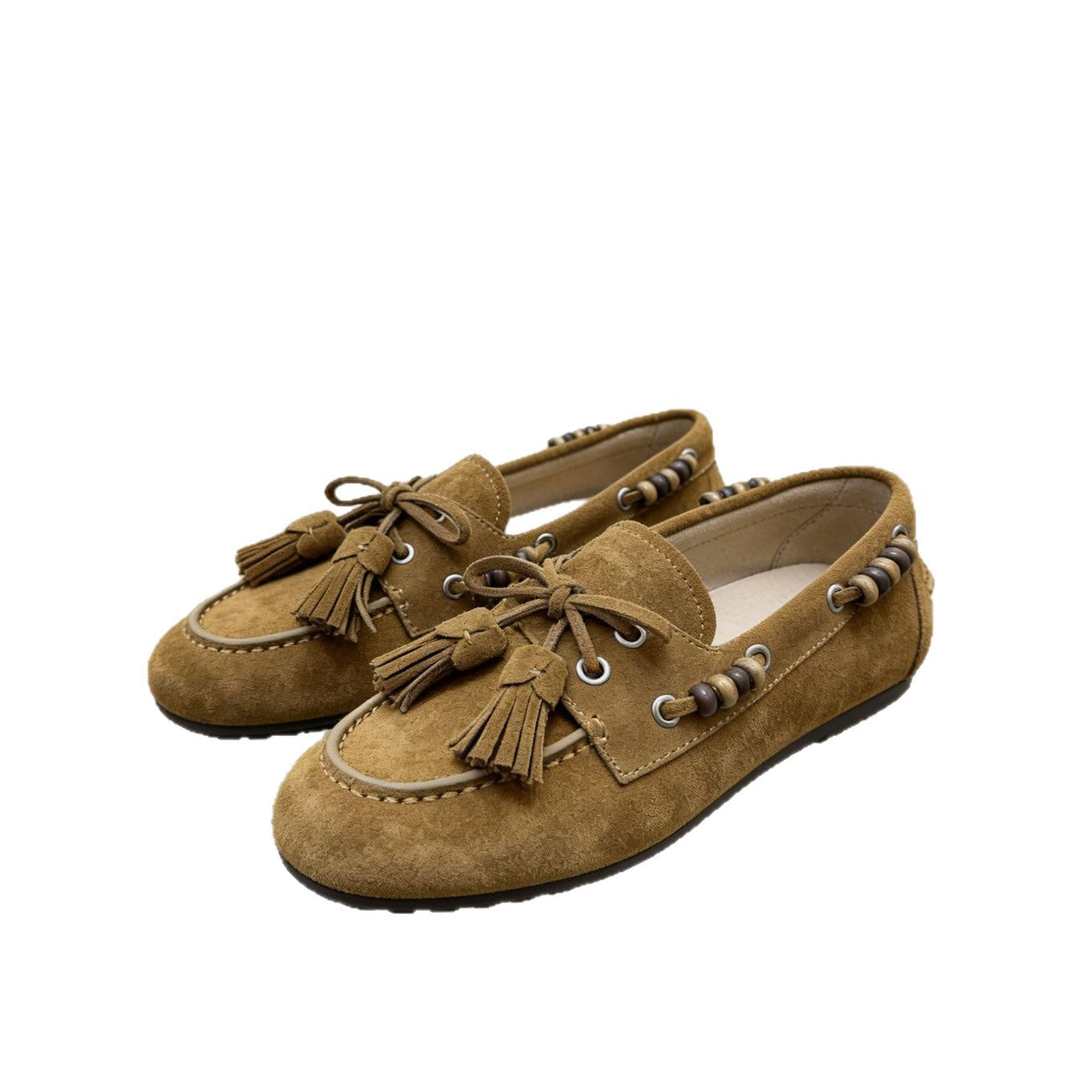 Women's Vintage Genuine Tassel Flat Bottom Slip-on Loafers