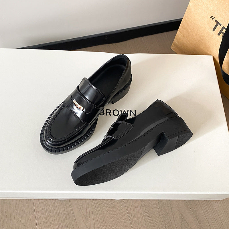 Women's All Genuine Autumn Small Gold Coin Loafers
