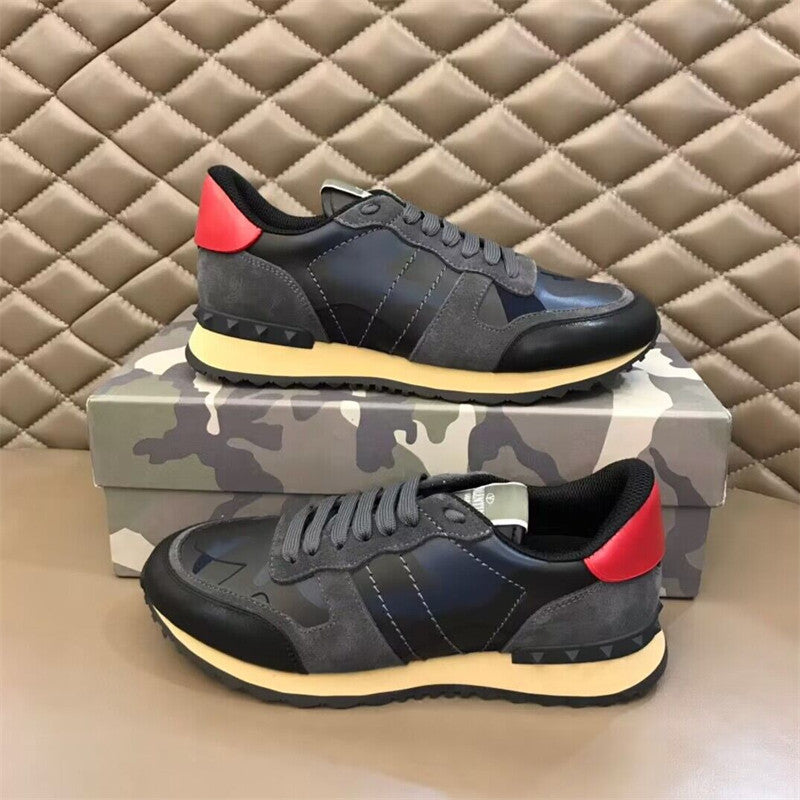 Men's Camouflage Rivet Platform Genuine Fashion Lace Up Increased Women's Casual Shoes