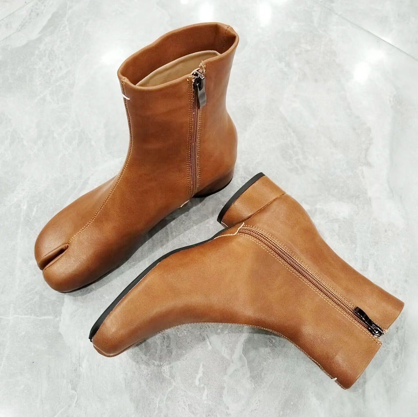 Women's Toe Trotter Niche Slimming Chunky Retro Side Zipper Chelsea Heels