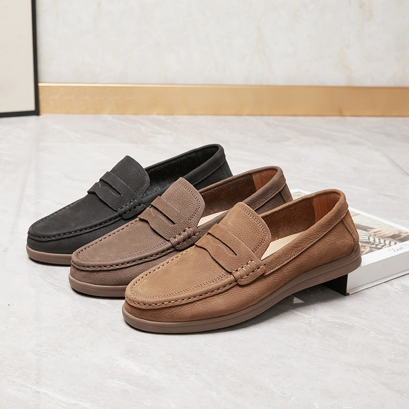 Men's Super Value Tendon Bottom Matte Cowhide Spring Comfortable Breathable Single Leather Shoes
