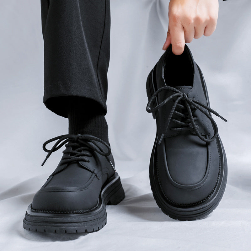 British Style Thick Bottom Fashion Trendy Men's Casual Leather Shoes