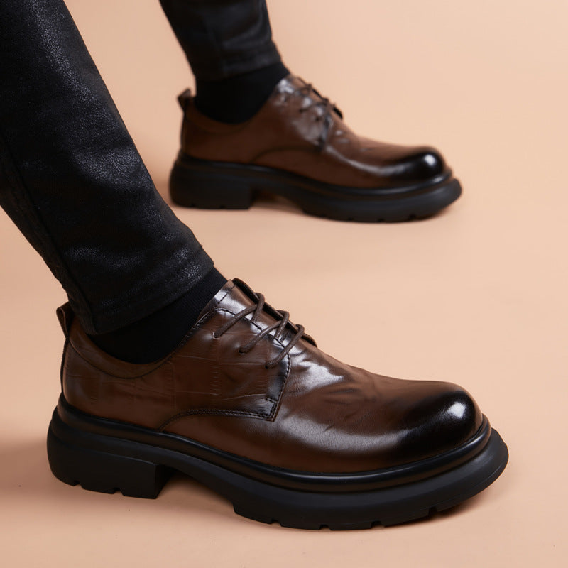 Men's British Style Trendy Formal Wear Wedding Elevator Wild Leather Shoes