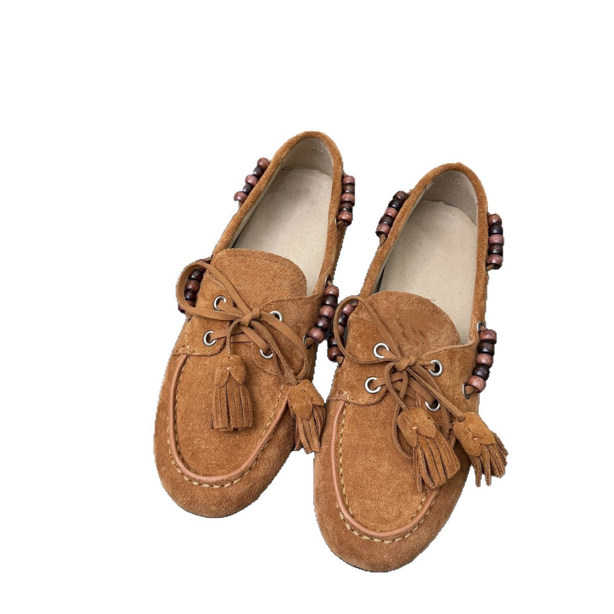 Women's Vintage Beaded Flat Bottom Lazy Slip-on Loafers