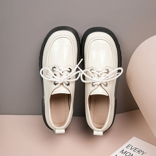 Women's British Muffin Black Platform Retro Large Casual Shoes