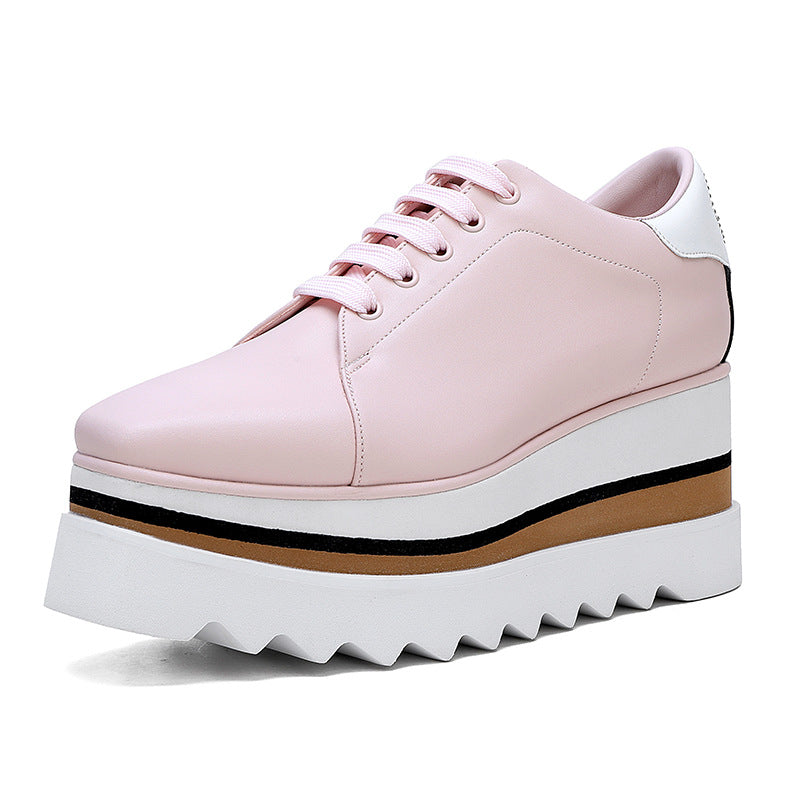 Women's Square Toe Wedge Platform Striped Bottom Women's Casual Shoes