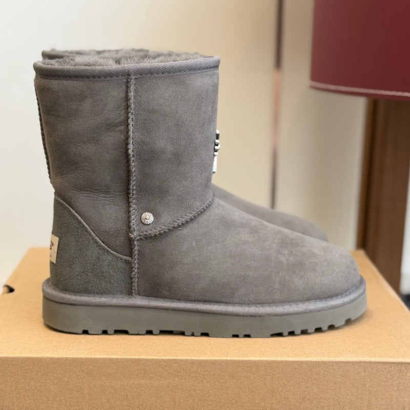 Women's & Men's Cross Fur Integrated Cotton Plus Veet Women's Snow Boots