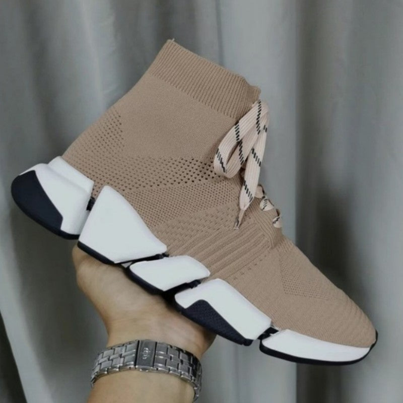 Women's Winter Paris Sock Flat Knitted Letter Sneakers