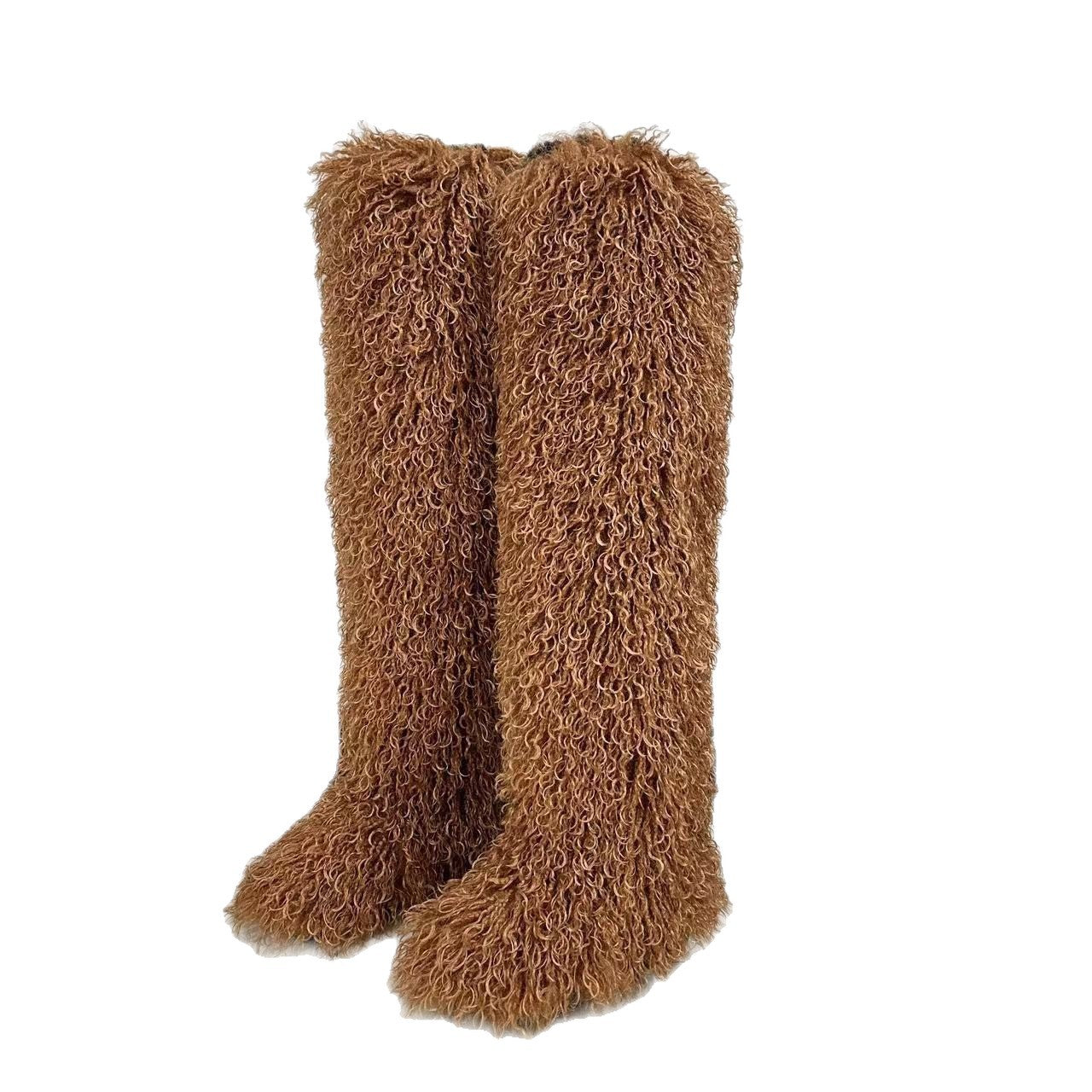 Imitated Tibet Sheep Fur Thigh Height Over Women's Snow Boots
