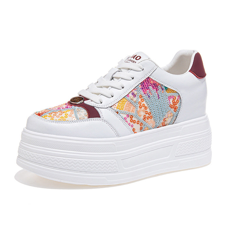 Women's Hidden White Spring Platform Breathable Korean Women's Shoes