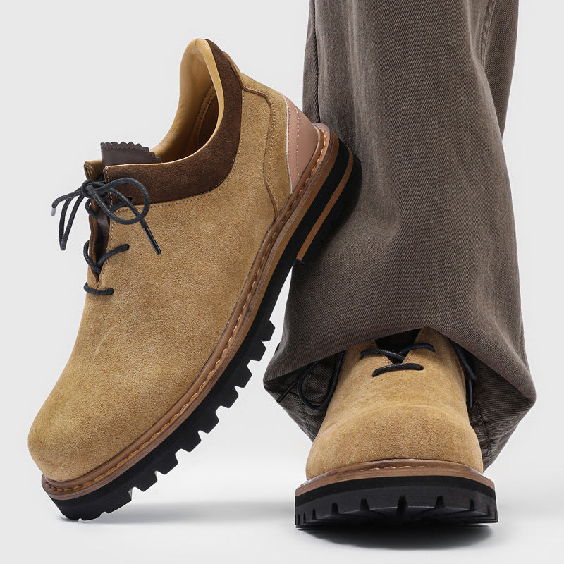 Men's Handsome High Sense Suede Commuter Derby Men's Casual Leather Shoes