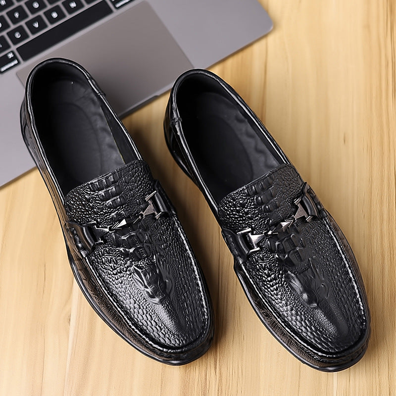 Men's Yuan Piece Top Layer Cowhide Breathable Leather Shoes