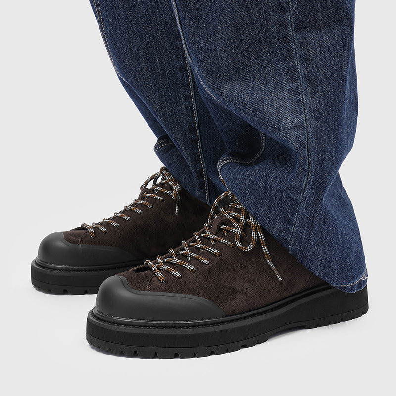 Men's Platform Height Increasing British Fashionable Lace Men's Casual Leather Shoes
