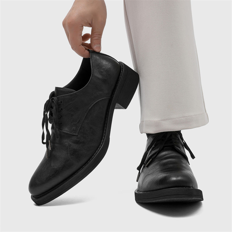 Men's Business Formal Soft Black Bottom Surface British Leather Shoes