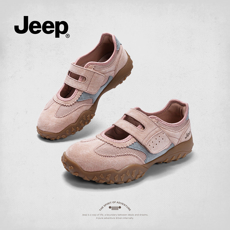 Women's Jeep Velcro Mary Jane Autumn Breathable Mesh Versatile Retro Women's Fashion Shoes