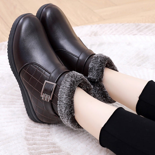 Women's Cotton Winter Fleece-lined Thick Platform Ankle Women's Shoes