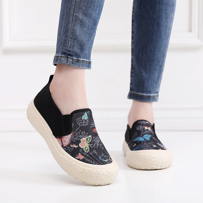 Women's Fisherman Fashionable Chinese Style Platform Slip-on Casual Shoes