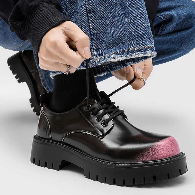Men's Thick Bottom Increased Business Formal Wear High-grade Big Head Low Men's Casual Leather Shoes