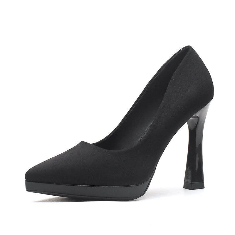 Print Suede High Pointed Stiletto Waterproof Platform Super Not Tired Heels