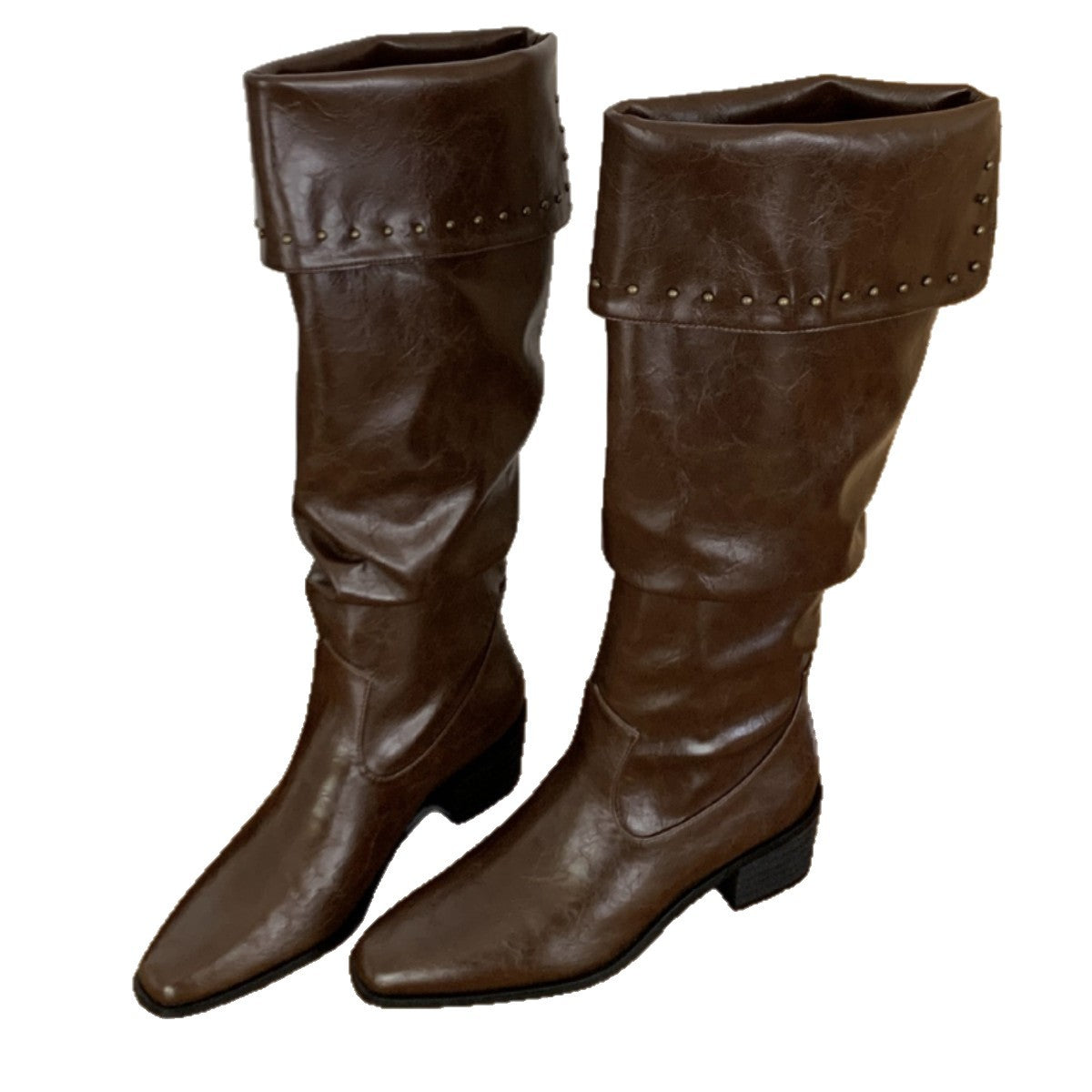 Women's Pile Style For Chunky Square Toe Heels
