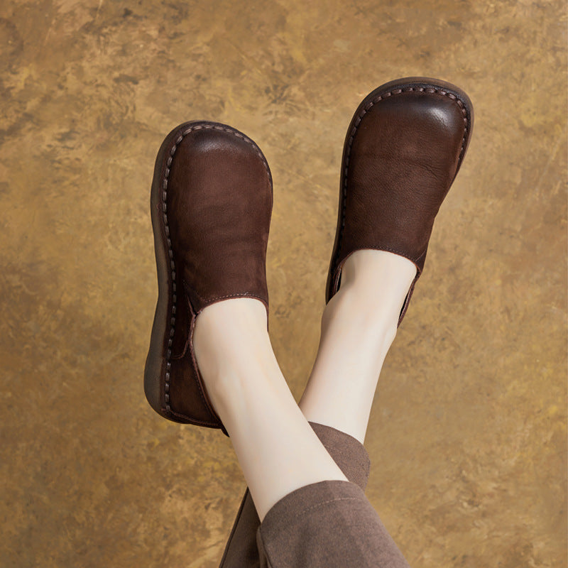 Women's Autumn Ethnic Style Retro Genuine Handmade Soft Heels