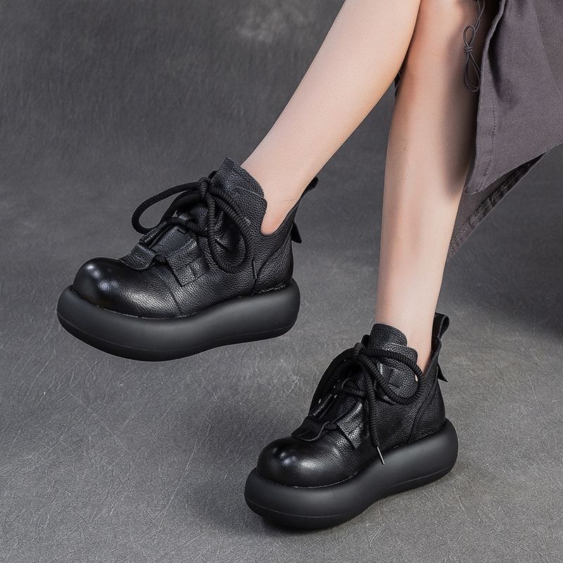 Women's White Pillow Genuine British First Layer Lightweight Platform Ugly Women's Shoes