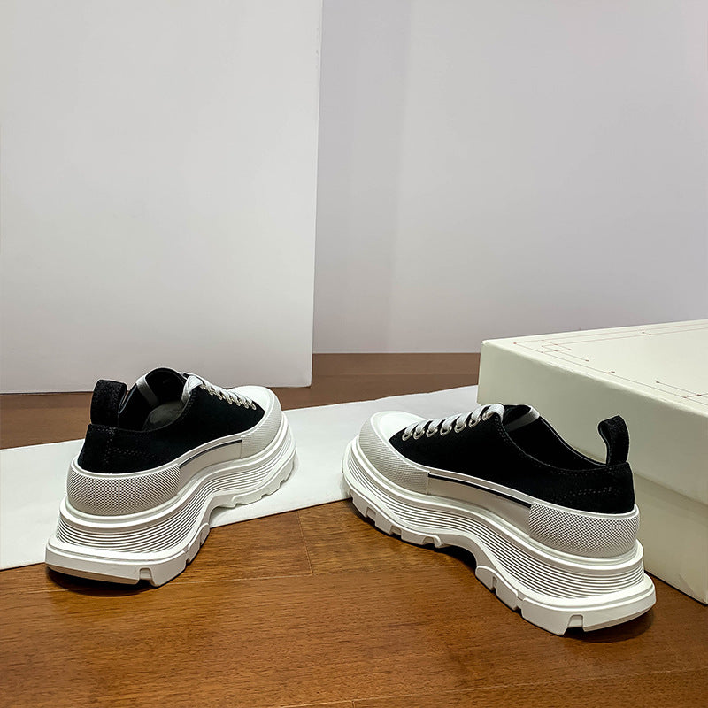 Women's & Men's Block Platform Muffin Height Increasing Insole Dad Korean Canvas Shoes