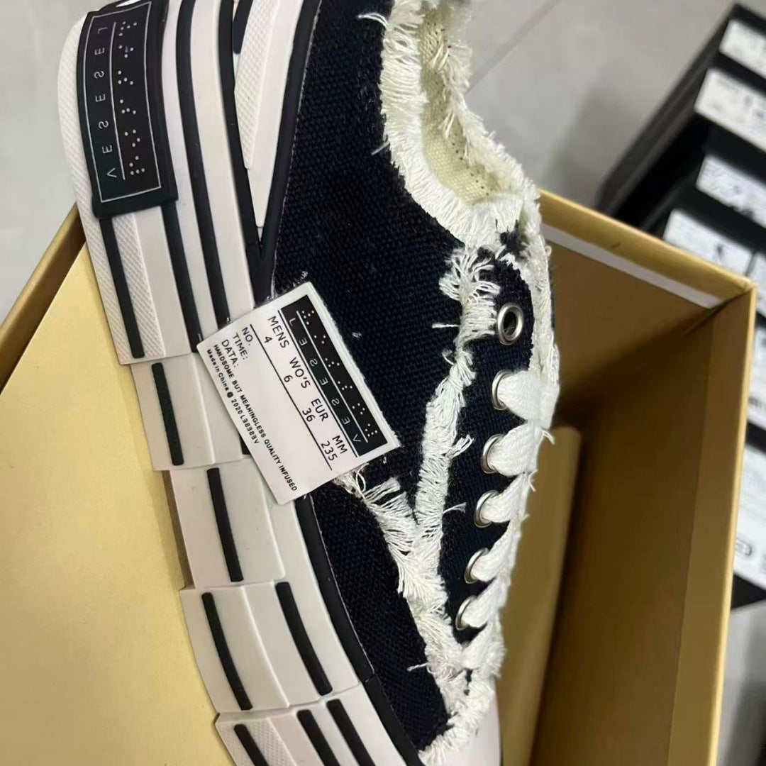 Women's & Men's Wu Beggar Frayed Fashionable Thick Sole Women's Canvas Shoes